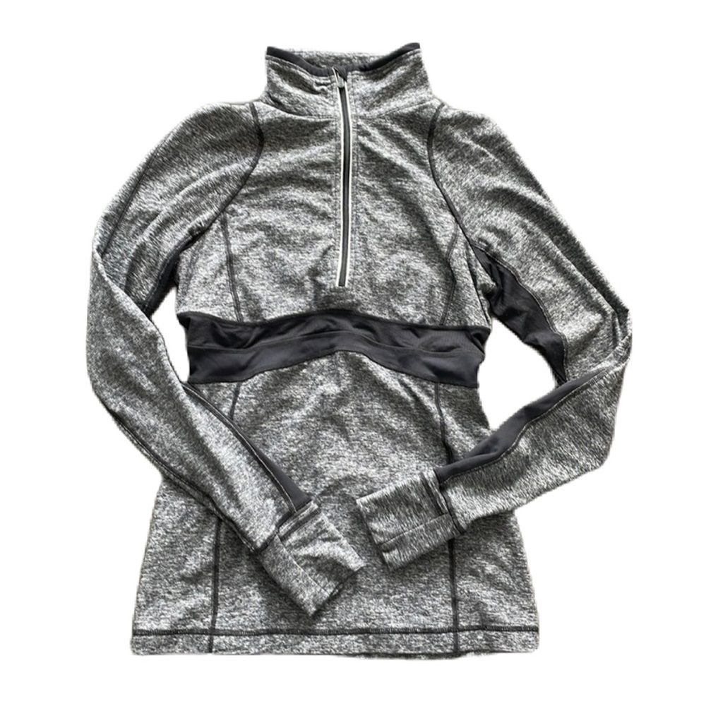 Sz6 Lululemon Run Full Tilt Half zip long sleeve pullover in Heathered black EUC